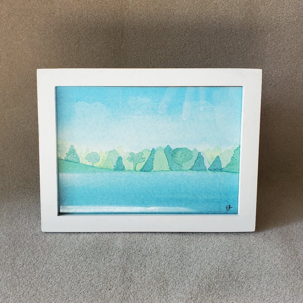 Handmade Lake Watercolor Art - Picture 1 of 2